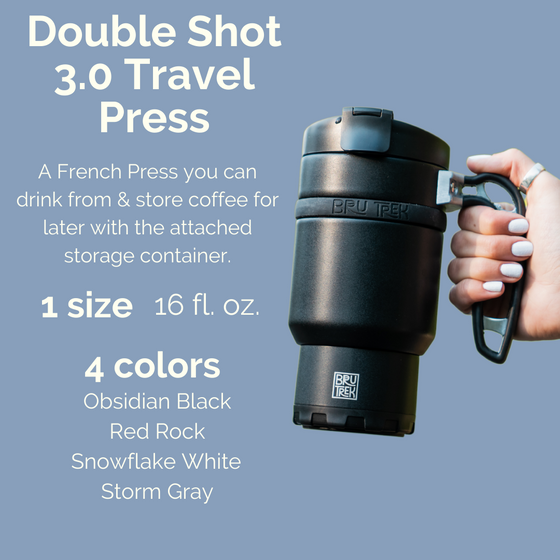 BruTrek Double Shot 3.0 Travel Coffee French Press, 16 fl.oz